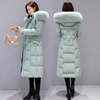 2023冬季毛领羽绒棉服女中长款时尚韩版修身过膝加厚保暖外套
