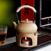户外陶瓷酒精灯蜡烛温茶器套装家用室内提梁泡茶壶耐高温热茶壶