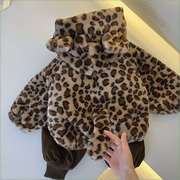 儿童毛毛衣(毛毛衣)秋冬款，2023最男女宝宝，韩版豹纹加绒加厚保暖外套