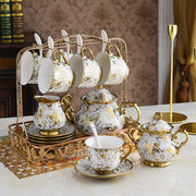 下午茶茶具套装16件欧式陶瓷金边咖啡具咖啡杯下午花茶客厅杯具