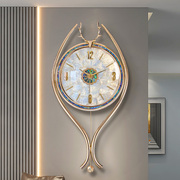 轻奢贝壳挂钟2024客厅家用创意钟表现代简约挂墙时钟餐厅挂表