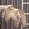婴儿衣服秋冬季洋气加厚保暖棉服8分体9套装10个月一岁男宝宝冬装