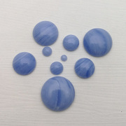 4-20mm半圆面圆形蓝条纹，松石戒面裸石镶嵌贴片，diy吊坠饰品材料