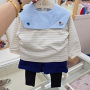 韩国童装 22秋男女童宝宝海军领长袖T恤  假两条靴裤洋气套装