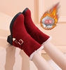 红色靴子女2024雪地靴女款冬季加绒中筒靴保暖东北棉鞋子短靴