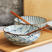 日本进口陶瓷餐具家用十草纹蓝绘网红米，饭碗日式拉面碗汤碗