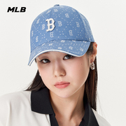 MLB 男女情侣复古老花遮阳运动硬顶棒球帽牛仔色23CPMD1