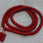 红色琉璃佛珠 108颗藏式大桶珠红琉璃佛珠 手持念珠脖挂 礼物