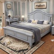 轻奢美式床1.8m实木皮床1.5z米 软靠双人床简约现代主卧室储物婚