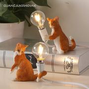 北欧风格创意动物台灯迷你猫咪灯儿童房床头灯生日礼物灯具