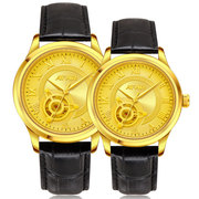 AFAR 欧家时尚 999足金情侣款进口机械机芯对表防水复古奢华腕表
