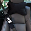 可爱熊猫汽车毛绒头枕护颈枕一对车内腰靠枕垫，可爱车载座椅护肩套