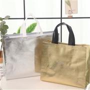 无纺布加厚金银手提袋订做环保，袋定制广告购物服装店袋子