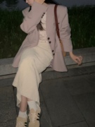 十二悦 淡紫色韩版垫肩西服2023秋冬温柔气质宽松西装外套女