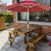 户外遮阳伞桌椅组合庭院连体折叠桌子碳化木防水防晒别墅花园靠背