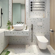 北欧网红绿色水磨石地砖，客厅厨房阳台墙砖，浴室卫生间墙面瓷砖厕所