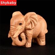 桃木象摆件木雕桃木象实木大象一对摆件礼物