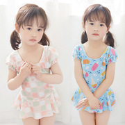 泳衣女童小童可爱裙式连体2024韩国ins儿童泳衣泳帽泳镜套装