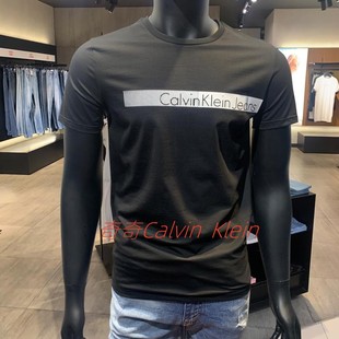 CK Jeans24夏季男女情侣性休闲纯棉印花透气圆领打底短袖T恤