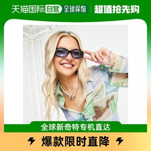 香港直邮潮奢 ASOS 女士postcard 设计透视长袖开衩下摆印花衬衫(