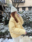 黄色奶fufu羽绒服女冬季2023加厚保暖立领短款面包服外套棉服