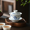 景德镇青花瓷三才大号盖碗家用陶瓷功夫茶具茶备手抓白瓷泡茶盖碗
