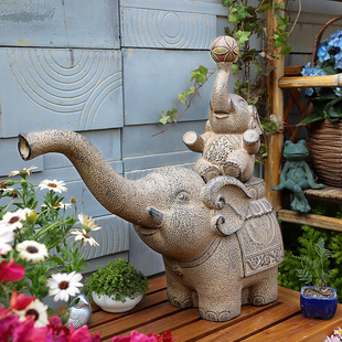 新中式大象小摆件庭o院花园阳台楼顶造景花架装饰搭配户外花盆底