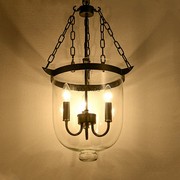美式乡村圆形玻璃吊灯创意个性，客厅灯具餐厅，灯蜡烛灯工业水桶吊灯
