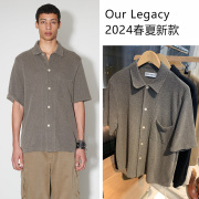 瑞典Our Legacy 棉质混纺单排扣翻领短袖T恤polo衫