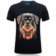 衣服男士t恤3d短袖，男式t恤立体霸气个性，创意圆领带有狗狗动物印花