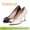 接吻猫kisscat细高跟鞋，羊皮百搭方扣鱼嘴鞋女单鞋ka32108-12