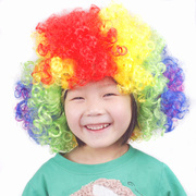 圣节小丑儿童假发头套彩色爆炸头七彩表演道具搞笑头套演出发套