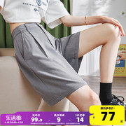 唐狮2022夏季西装裤短裤女高腰显瘦休闲裤五分裤黑色宽松裤子