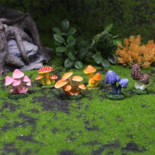 仿真蘑菇摆件苔藓，微景观多肉花盆装饰品树脂，工艺品diy红蘑菇田园