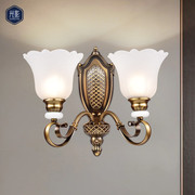 美式复古壁灯欧式双头工程灯饰卧室床头灯客厅室内墙壁灯中山灯具
