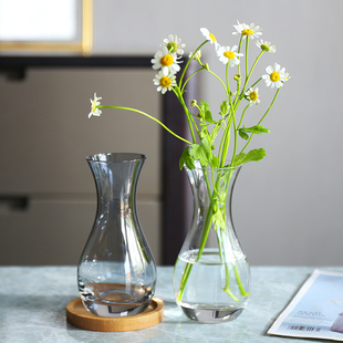 桌面创意水培小花瓶透明简约小口径插花玻璃，容器水养小绿植小花瓶