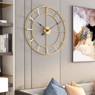现代简约轻奢铁艺，挂钟跨境壁钟创意，客厅钟表装饰时钟