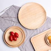 日式实木圆碟子托盘，圆形餐碟烘培面包蛋糕，点心盘木盘子果盘寿司