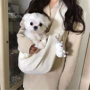 韩国帆布包泰迪宠物包斜挎女单肩包小猫，包狗狗(包狗狗)猫咪外出便携口袋