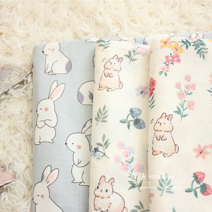 兔子婴儿级纯棉双层纱，布料宝宝全棉，裸睡床品被套床单枕套手工面料