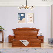 贡艺名居红木家具刺猬紫檀床实木双人床花梨木中式卧室1.8米婚床
