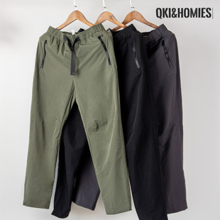 QKI男士卡扣腰带山系机能轻量夏季透气户外休闲裤绿色卡其黑色