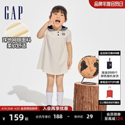 gap女幼童2024春夏柔软透气水手领灯笼袖连衣裙儿童装890469