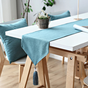 北欧棉麻纯色桌旗简约现代餐桌，茶几餐边柜鞋柜装饰盖布双面可用