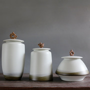 禅意新中式水墨陶瓷储物罐玄关客厅装饰花瓶摆件样板软装配饰