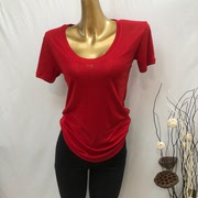 韩国女装ins要性感就穿它低u领性感短袖宽松t恤网红同款