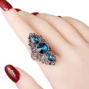 欧美大气复古水晶戒指女时尚个性长款食指戒夸张装饰指环宝石饰品