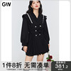 GW大码名媛设计感气质风衣女2024秋季黑色高腰收腰显瘦连衣裙