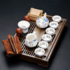 陶l瓷玲珑冰裂功夫茶具，实木排水茶盘，小号茶台办公家用套装