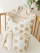 婴儿抱被全棉针织安抚豆豆绒可拆洗脱单春夏秋冬包被盖被四季可用
